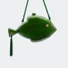 Carvedcarved wooden fish clutch