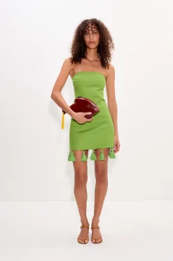Freyafreya linen tassel mini dress
