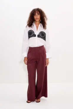 Marenmaren poplin crochet button up