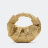 Metallicmetallic raffia lopsy bag
