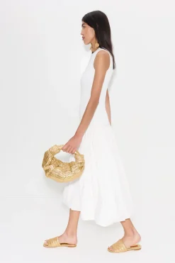Metallicmetallic raffia lopsy bag