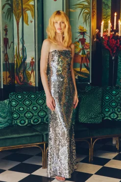 Sculptysculpty strapless sequin dress